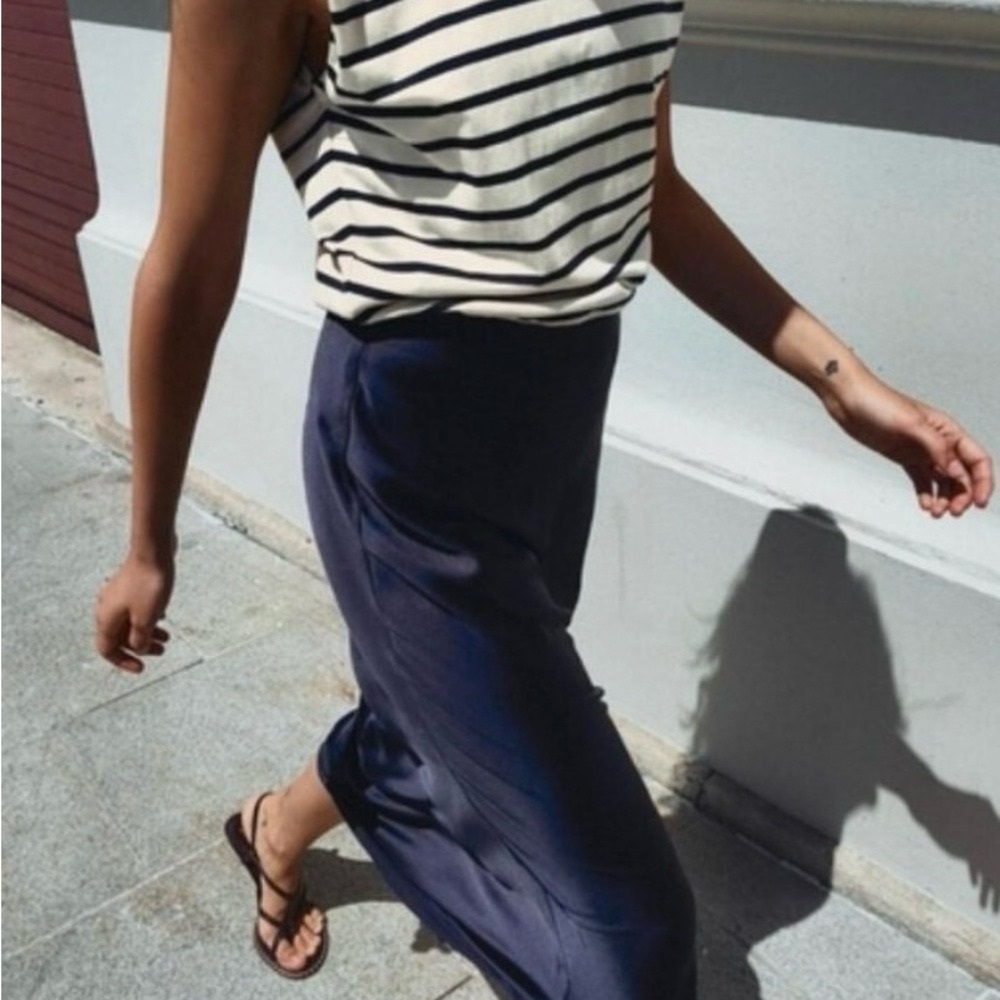 Zara Contrasting Satin Effect midi dress